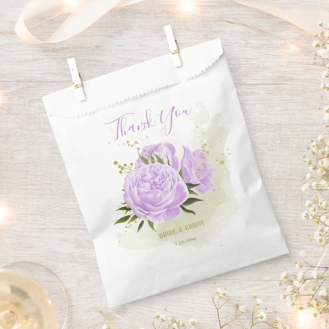 Romantische violette Blumen Grüne Hochzeit Geschenktütchen (Ausgeschnitten)