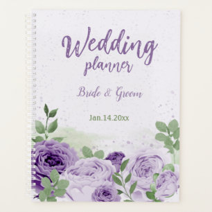romantische violette Blumen Grüne Hochzeit Planer
