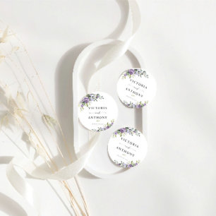Romantische violette Blumen Runde Hochzeitsunterse Runder Pappuntersetzer