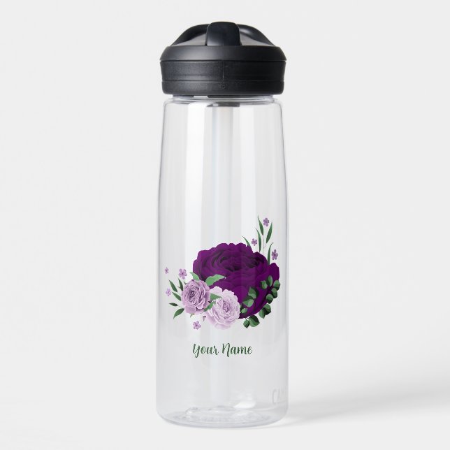 Romantische violette Blumen Trinkflasche (Vorne)