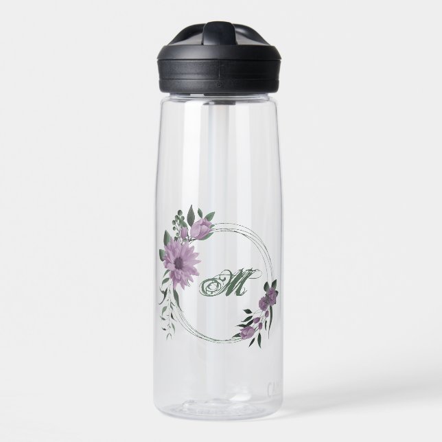Romantische violette Blumen Trinkflasche (Vorne)