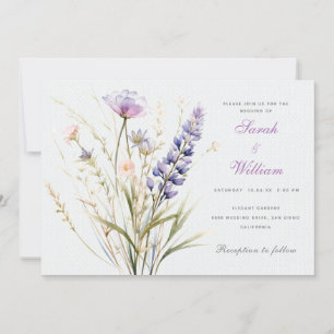 Romantische violette Hochzeitsfeier Einladung