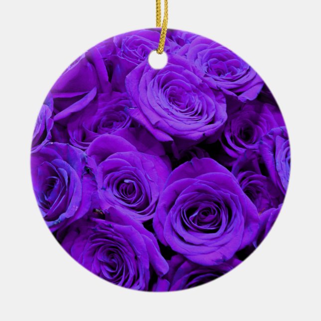 Romantische violette lila Rose, hübscher Rosenbuke Keramikornament (Vorne)