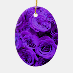 Romantische violette lila Rose hübscher Rosenbuket Keramikornament