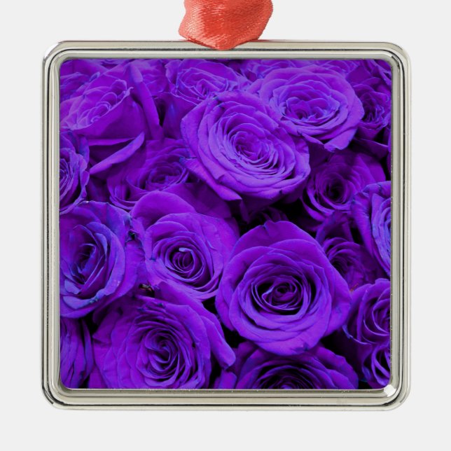 Romantische violette lila Rose hübscher Rosenbuket Ornament Aus Metall (Vorne)