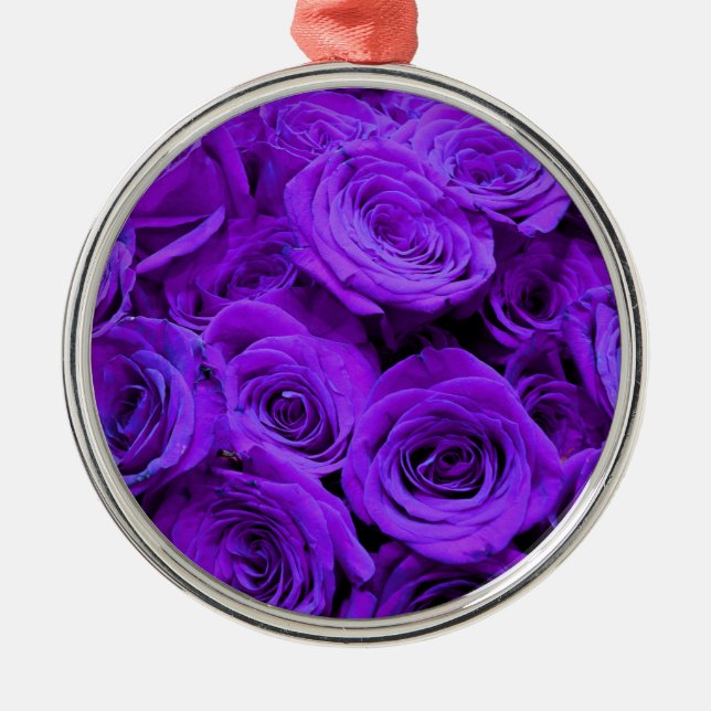 Romantische violette lila Rose hübscher Rosenbuket Silbernes Ornament (Vorne)