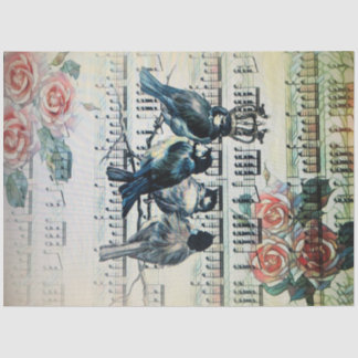 Romantische Vögel auf dem Zweig Seidenpapier