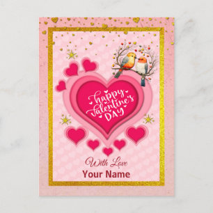 Romantische Vögel auf einem Ast Valentinstag und H Feiertagspostkarte