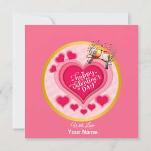 Romantische Vögel auf einem Zweig zum Valentinstag Einladung