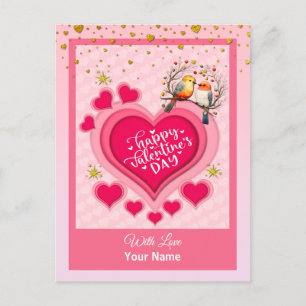 Romantische Vögel auf einem Zweig zum Valentinstag Feiertagspostkarte