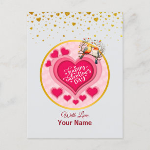 Romantische Vögel auf einem Zweig zum Valentinstag Postkarte
