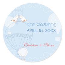 Romantische Vögel auf heißen Luftballons Hochzeit