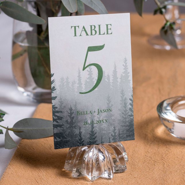 Romantische Waldbäume als WEDING-Tischnummer Dankeskarte (Von Creator hochgeladen)