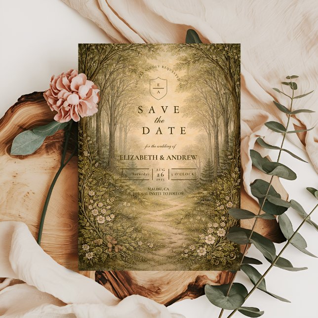 Romantische Waldweg-Hochzeit Save The Date (Von Creator hochgeladen)