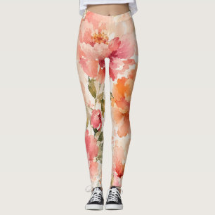 Romantische warme Sommer-Wasserfarben-Blüten Leggings