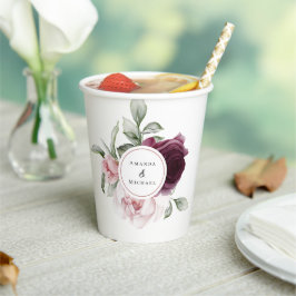 Romantische Wasserfarbe Botanische Braut und Bräuc Pappbecher