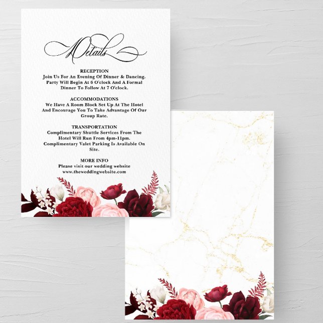 Romantische Wasserfarbe Burgund Blumenzitz Begleitkarte (Von Creator hochgeladen)