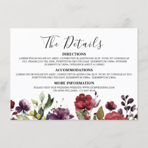 Romantische Wasserfarbe Burgund Rot Blush Rose Flo Begleitkarte