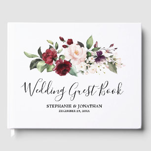 Romantische Wasserfarbe Burgund Rote Blüte Rose Bl Gästebuch
