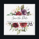 Romantische Wasserfarbe Burgund Rote Blüte Rose Bl Magnet<br><div class="desc">Elegante und moderne romantische Aquarellblumen Hochzeit Save the date Magnet verfügt über ein Bouquet von bordeauxrot / marsala , rot pink, pfirsichfarbene Rose mit passendem Blattwerk. Ideal für einen Herbst / Hochzeitsmitte. Weitere passende Designs und Variationen finden Sie in meinem "Blitzweddingpaperie" Shop. Und zögern Sie nicht, mich für weitere Anpassungen...</div>