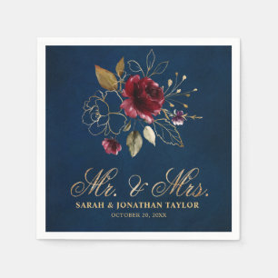 Romantische Wasserfarbe Burgund Rote Marine Floral Serviette