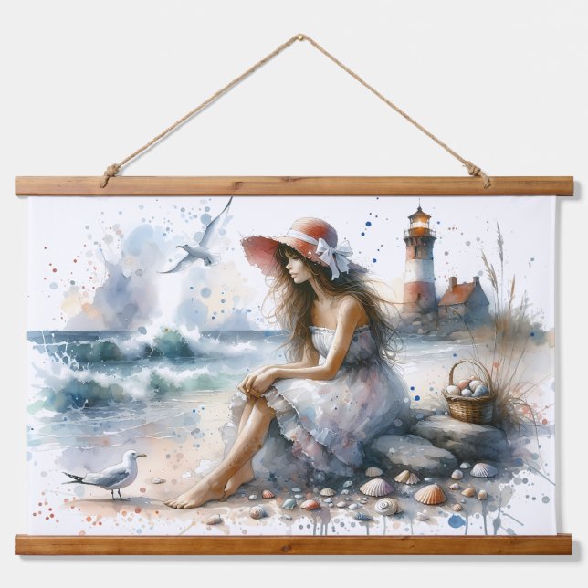 Romantische Wasserfarbe Giro del Malcantone Wandteppich Mit Holzrahmen (Vorne)