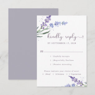 Romantische Wasserfarbe Lavendel-Blumen Essensau RSVP Karte