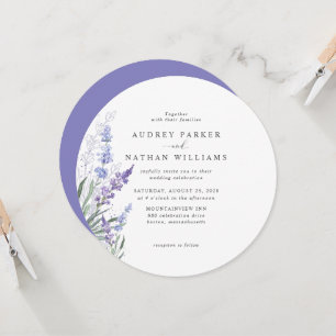 Romantische Wasserfarbe Lavendel Blumen Hochzeit Einladung