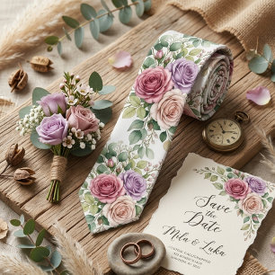 Romantische Wasserfarbe Pastell-Rosen-Blumen  Krawatte