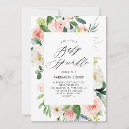 Romantische Wasserfarbe Peach Florals Baby Sprinkl Einladung