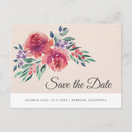 Romantische Wasserfarbe Save the Date Ankündigungspostkarte