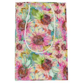 Romantische Wasserfarbe Sonnenblumen Mittlere Geschenktüte