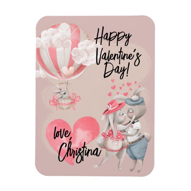 Romantische Wasserfarbe Valentine Liebe Bunnies au Magnet (Vertikal)
