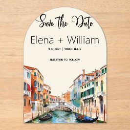 Romantische Wasserfarbe Venedig Italien Save the D Acryleinladungen