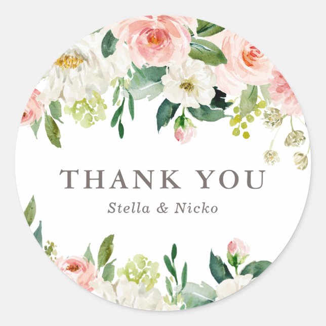 Romantische Wasserfarben Frühlingsblut Hochzeit Da Runder Aufkleber (Vorderseite)