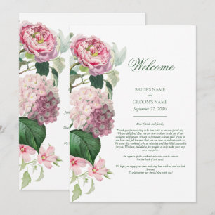 Romantische Wasserfarben Rosa Blume Hochzeitreise Programm
