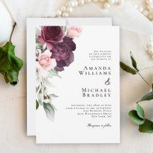 Romantische Wasserfarben-Rose Botanische Hochzeit