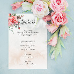 Romantische Wasserfarben Rosen und Kalligraphie Begleitkarte