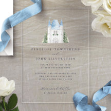 Romantische Wasserfarben-Schloss-Illustration Hoch
