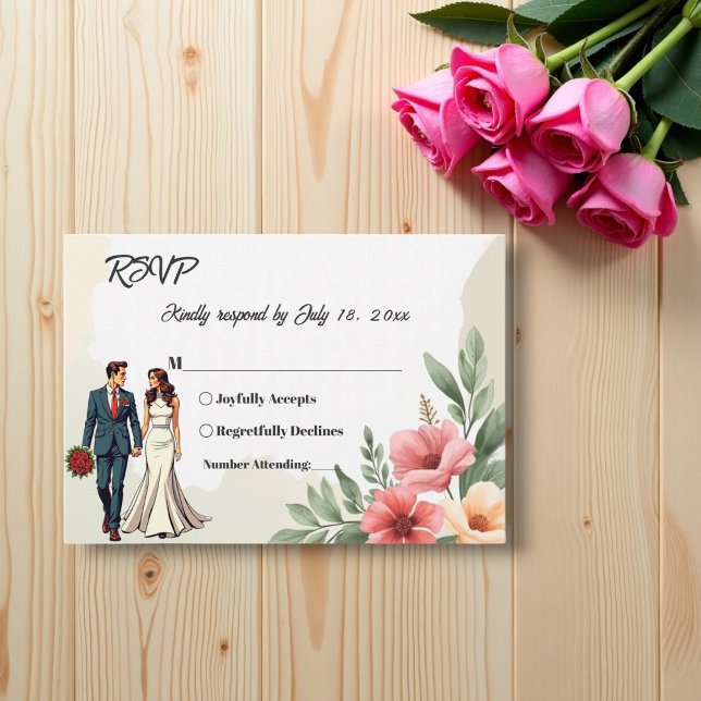 Romantische Wasserfarbenblütenhochzeit RSVP Karte (Von Creator hochgeladen)