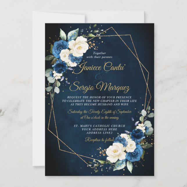 Romantische Wasserfarbenflotte Elfenbeinflora Geom Einladung (Vorderseite)