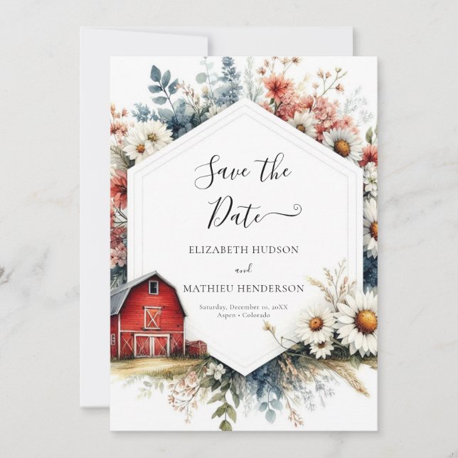 Romantische Wasserfarbenfreunde Hochzeit Save The Date (Vorderseite)