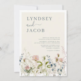 Romantische Wasserfarbenhochzeit Wildblume Flora Einladung