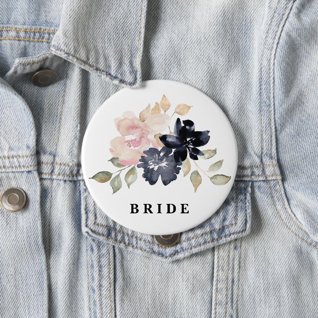 Romantische Wasserfarbennacht Florals Wedding Brid Button (Beispiel)