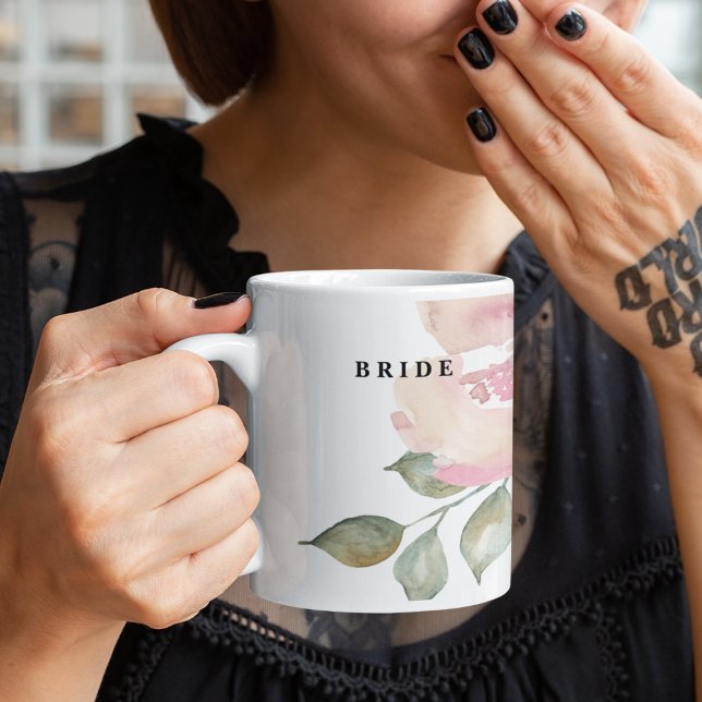 Romantische Wasserfarbennacht Florals Wedding Brid Kaffeetasse (Von Creator hochgeladen)