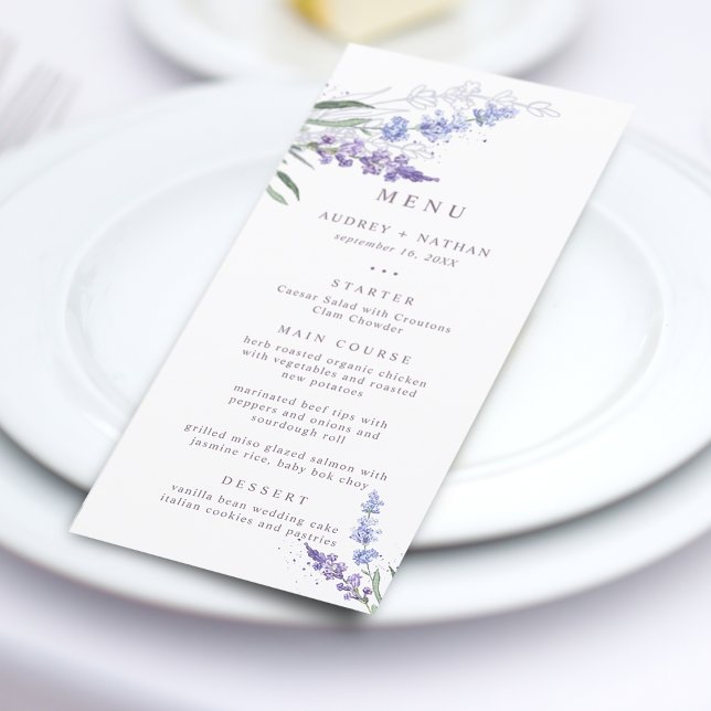 Romantische Watercolor Lavendel Wedding Menü (Von Creator hochgeladen)