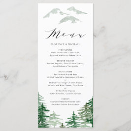 Romantische Watercolor Woodland Wedding Menu Card Menükarte