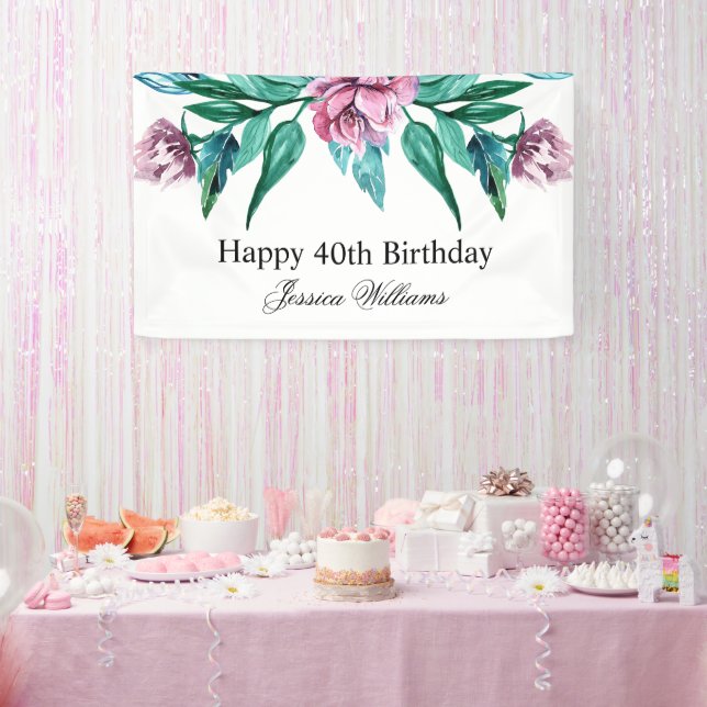 Romantische Weibchenblüte 40. Geburtstag Banner (Party)