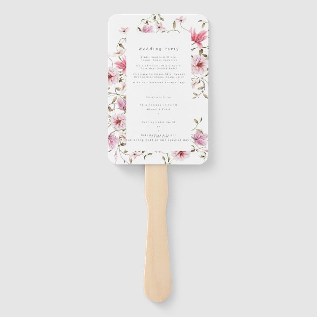 Romantische weiche Blütenblüte Rosa Wasserfarbenho Fächer (Rückseite)