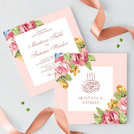 Romantische weiche rosa florale islamische Hochzei Einladung